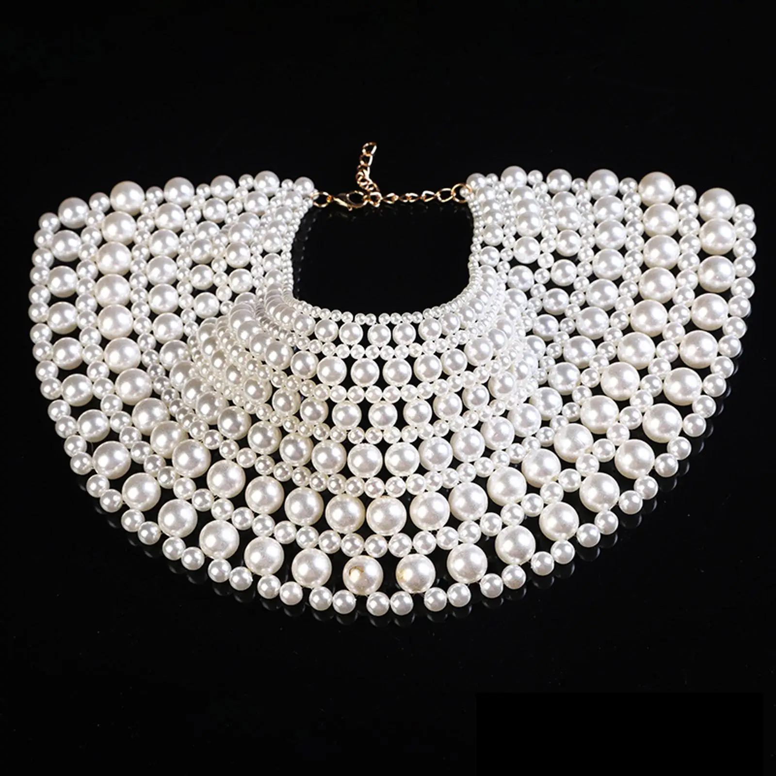 Fashion Multi Layer Imitation Pearl Necklace, Beaded Bib Choker Necklace Multi Strands Necklaces for Wedding Mom/Wife/Sister