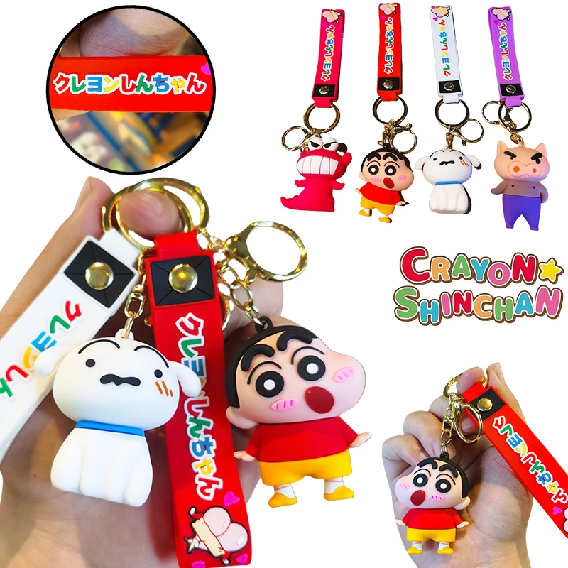 Crayon Shin-chan llavero de dibujos animados figura de Anime Shiro Waniyama Buriburizaemon mochila colgante decoración llavero de coche regalo