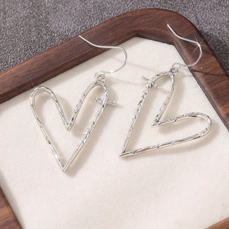 أقراط حب دائمة، إيمان مرئي، مجوهرات فضية، صناعة يدوية، صليب، قلب #4