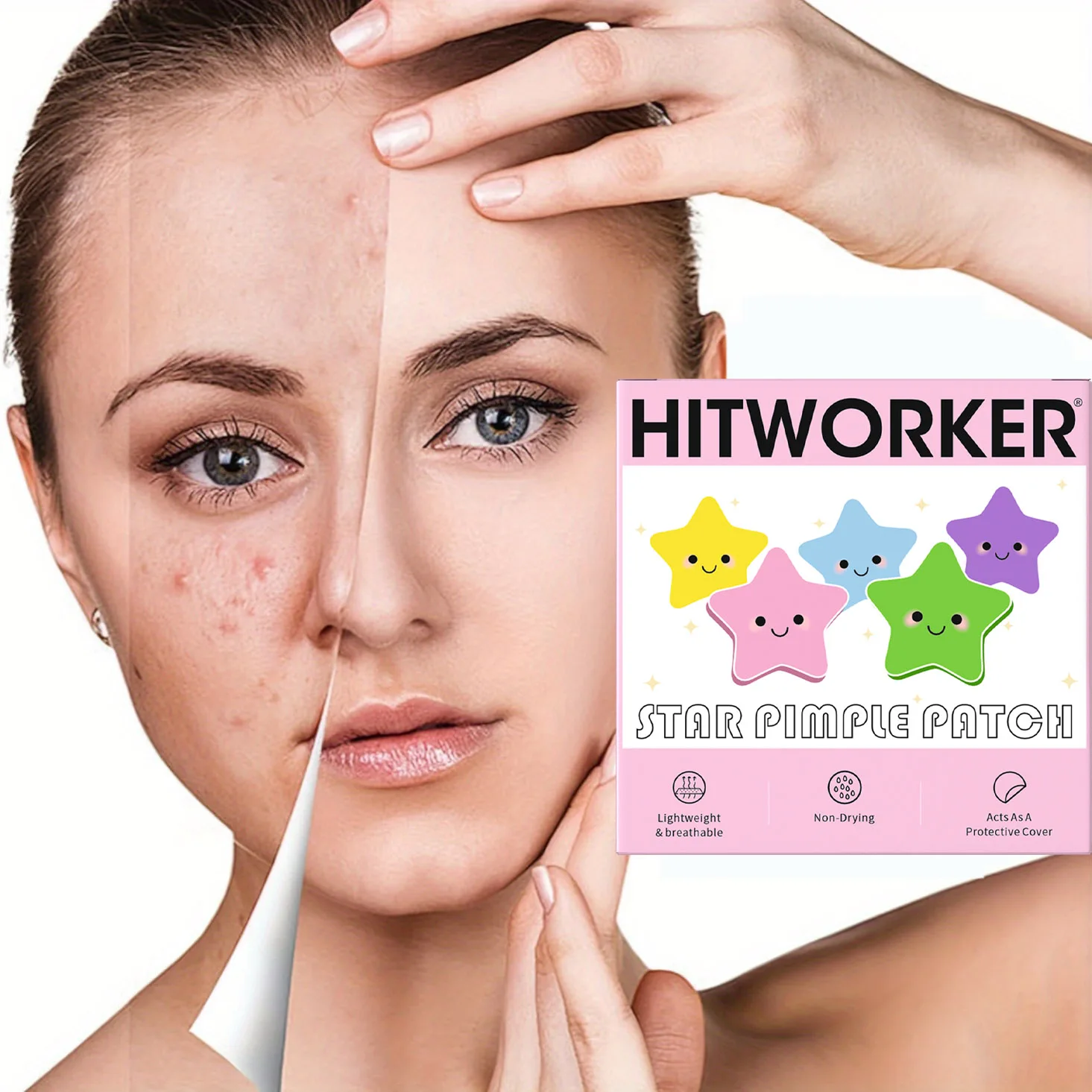 Waterproof Hydrocolloid Acne PatchesMirror Invisible 2-in-1 for Facial Cleansing & Care Essence Tool Suitable for All Skin Types