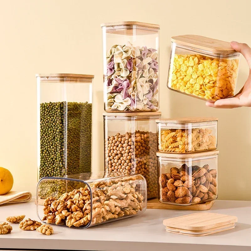 750/1100/1600/2100ML Glass Storage Jars Easy To Grip for Organizing Kitchen Food Such As Miscellaneous Grains Nuts and Oatmeal