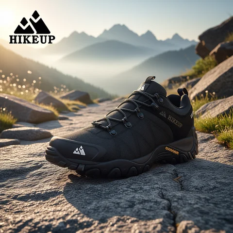 HIKEUP Non-slip Men Hiking Shoes Breathable Outdoor Wear Resistant Splashproof Climbing Men Sneaker Tourism Mountain Shoes