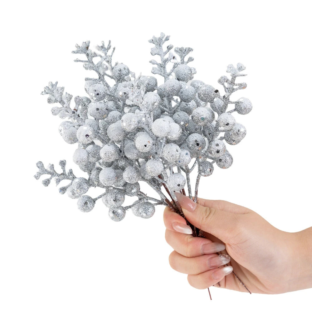 5/10 Stück 21 cm Schneewittchen Künstliche Beerenzweige Weihnachtsbaumdekoration für Weihnachtskranz Home Decor Geschenke 2026 Partyzubehör – Detail 10
