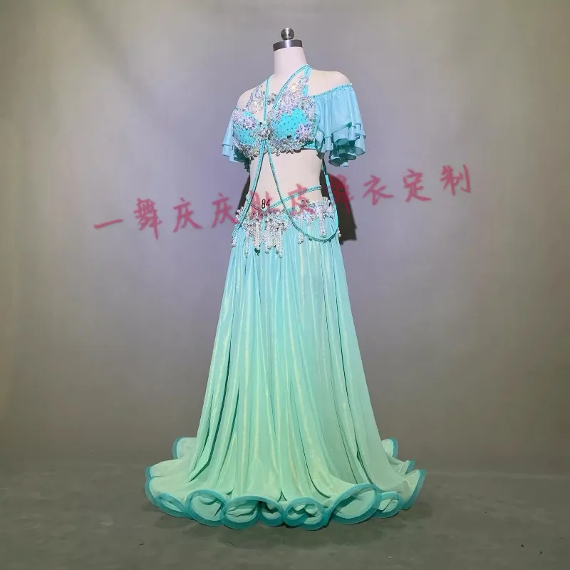 Sukienka do tańca brzucha na zamówienie, damski kostium do tańca orientalnego, indyjskiego i egipskiego, duża spódnica, otwarty biustonosz do tańca brzucha.