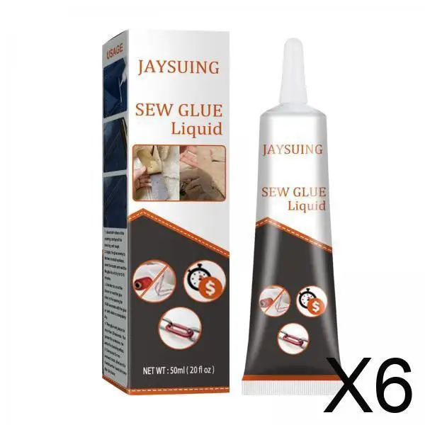 

Клей для ткани 6x50 мл, 50 мл клей для усиления швов, для джинсовой ткани, шелка, кожи, текстиля