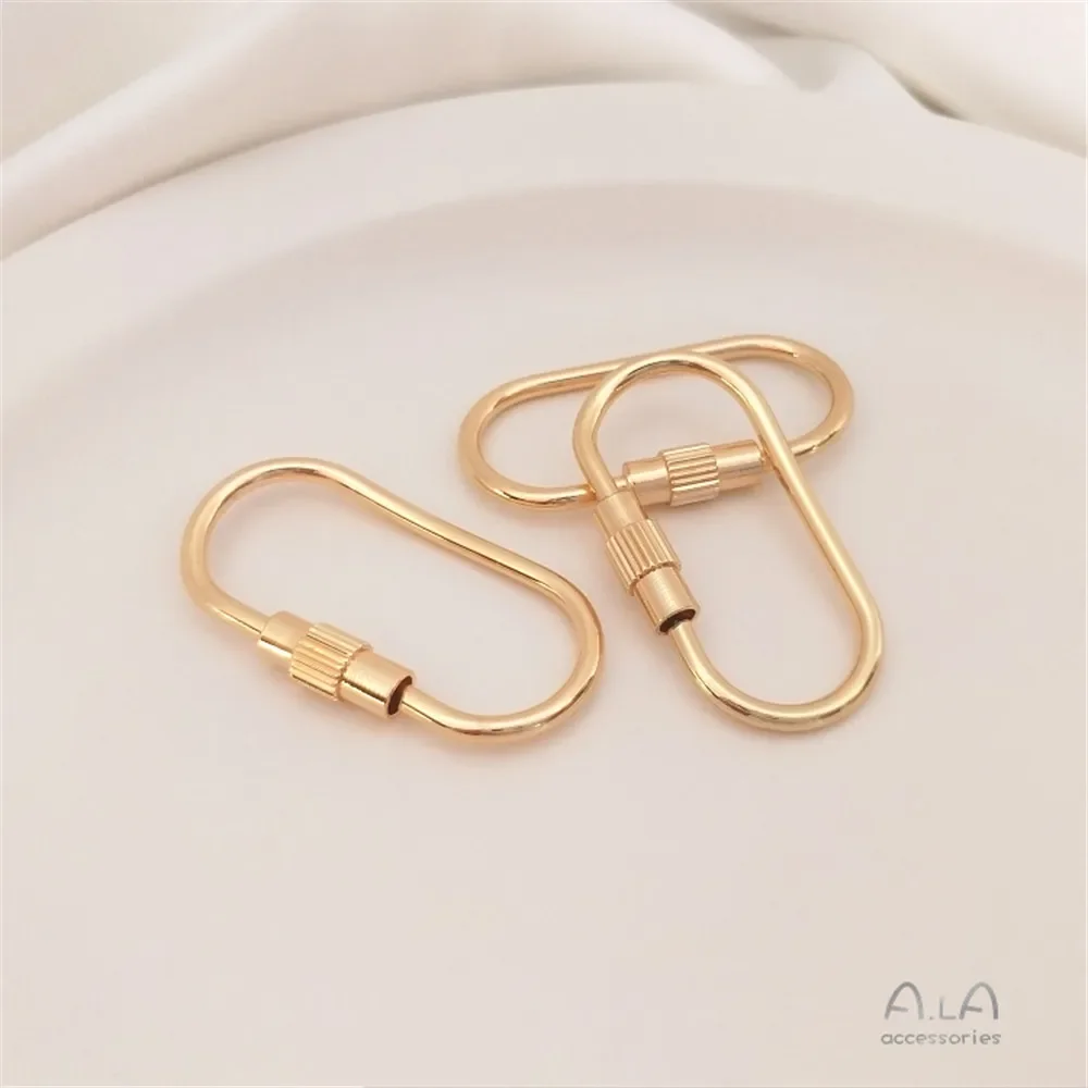 

14K Gold-plated Copper Plated Genuine Gold Oval Screw Buckle Handcrafted DIY Keychain Buckle Chain Buckle Decorative Accessories
