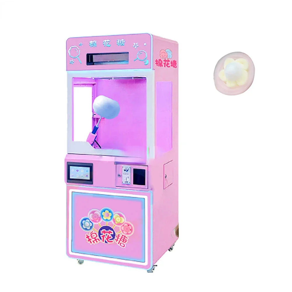 Hot salesAutomatic Robot Cotton Candy Vending Machine Automatic Sweets Colored Sugar Candy Floss Dispenser for kids