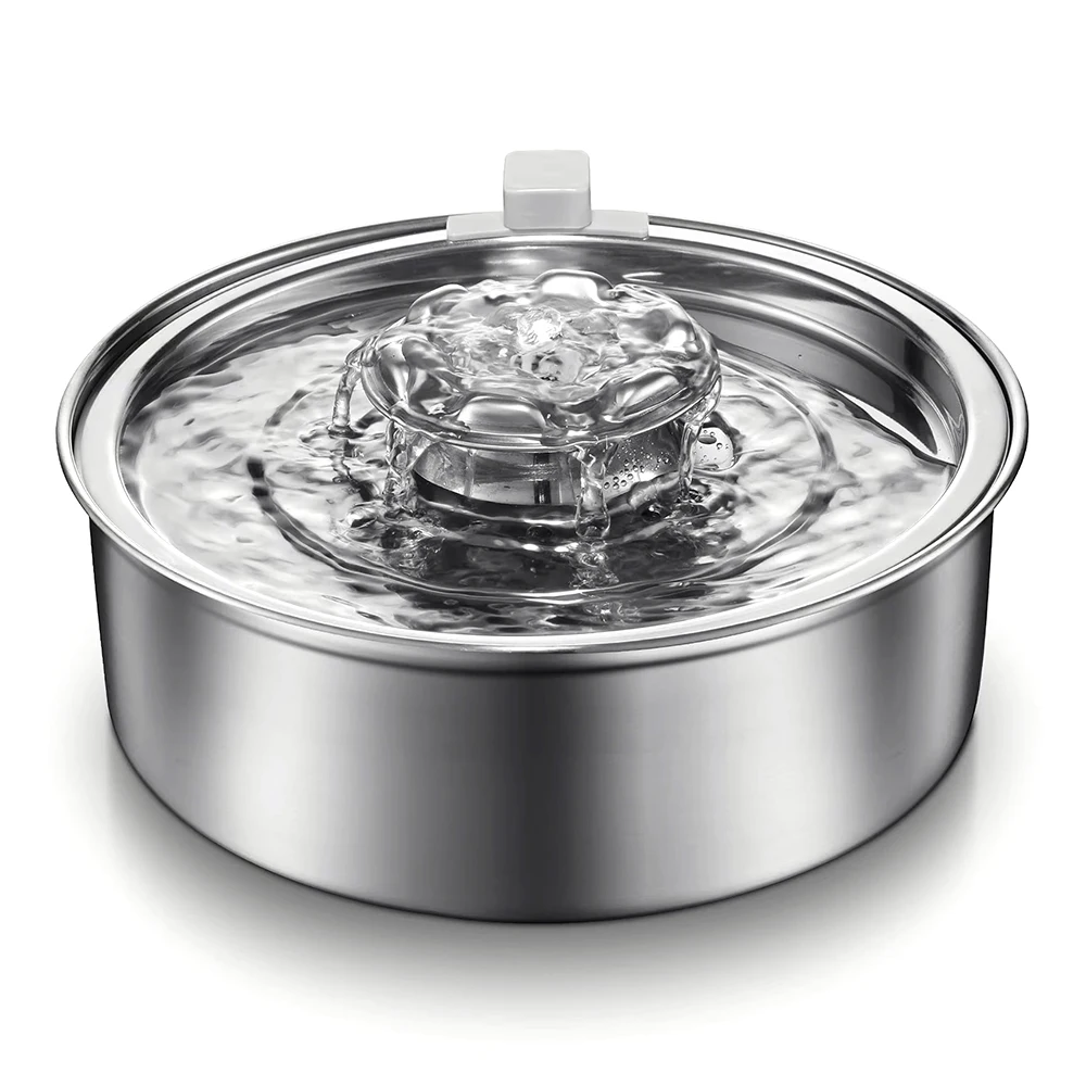 

Custom Stainless Steel Automatic Cat Dog Drinking Fountain Indoor 2L Pet Water Dispenser for Cats and Dogs