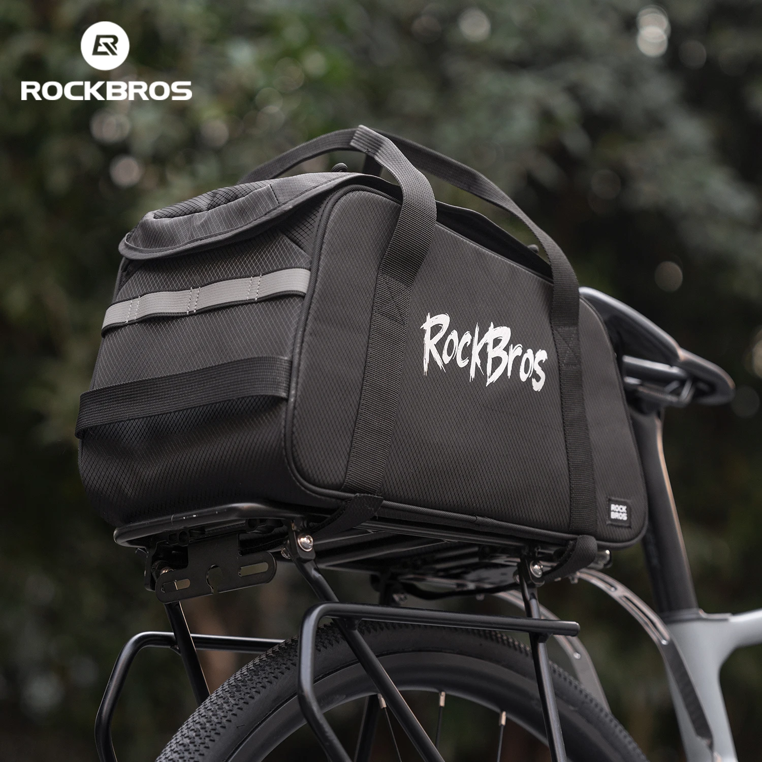 

ROCKBROS Bicycle Rear Rack Bag 10.5L Large Capacity Bike Bag EVA Support with Shoulder Strap Portable Backpackable Cycling Bag