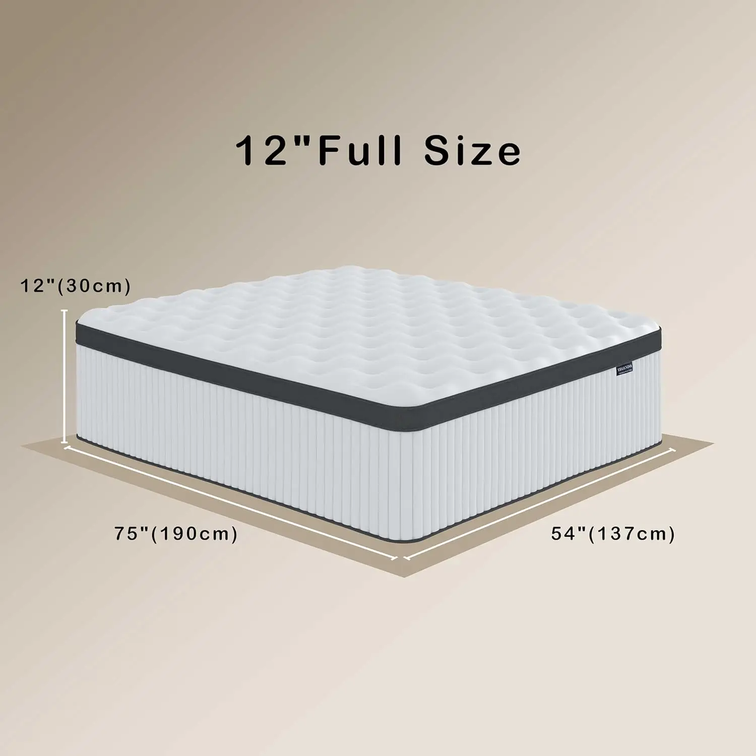 Full Mattress, 12 Inch Innerspring Hybrid Mattress in a Box with Gel Memory Foam, Medium Firm Support,54"*75"*12"