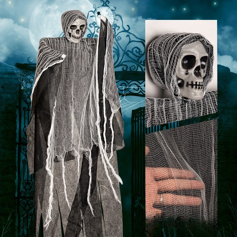 

Scary Halloween Hanging Ghost Skull Halloween Party Decoration Hanging Grim Reaper Garden Bar Haunted House Skeleton Prop