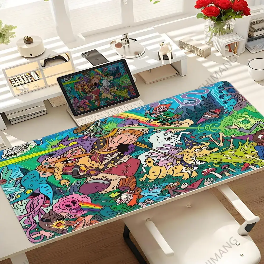 

Japan Kawaii Deskmat Rubrehose Mouse Pad Gaming Large Mousepad Black And White Mouse Mats Office Carpet Game Accessories Playmat