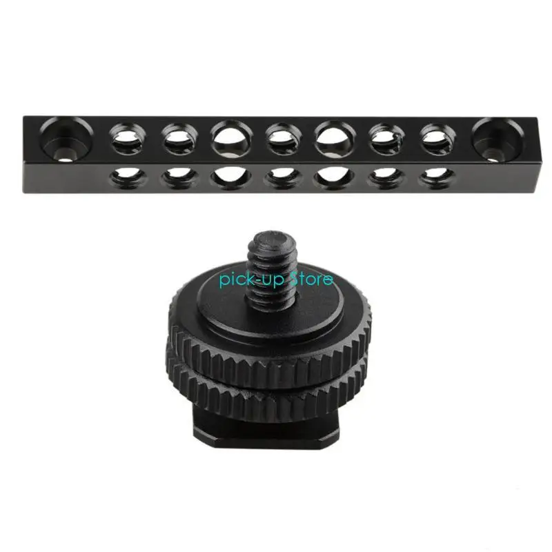 شريط الجبن الأسود من الألومنيوم Q5WA مع فتحة خيط 1/4-20 لشاشات محول الحذاء الساخن لشريط الجبن لمعدات التصوير الفوتوغرافي