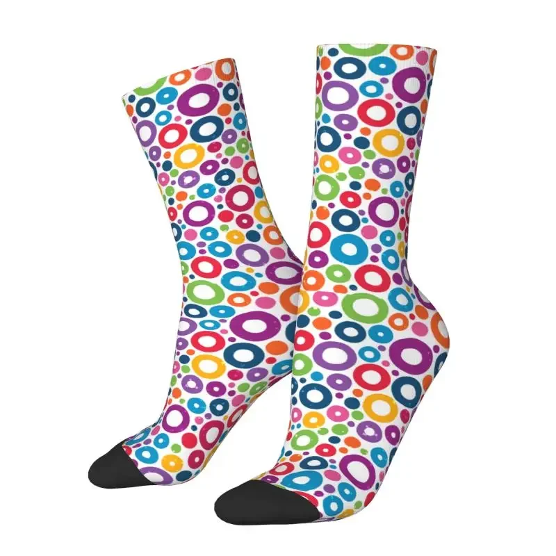 Colorful Polka Dot Circles Abstract Geometric Pattern Socks Women Male Men Breathable Warm Funny Basketball Sports Socks