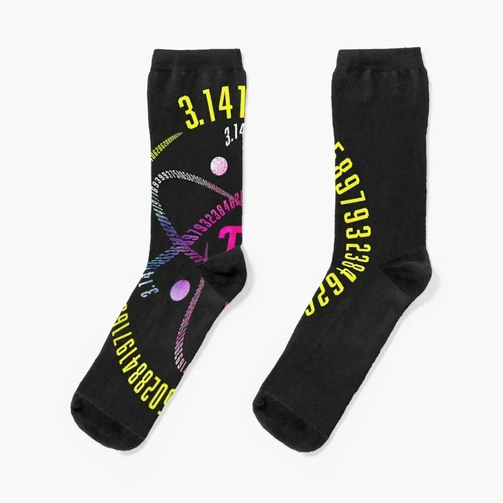 Atom Pi Math Science STEM Gifts 3.14 Pi Day Socks floral hiphop Socks Men Women's