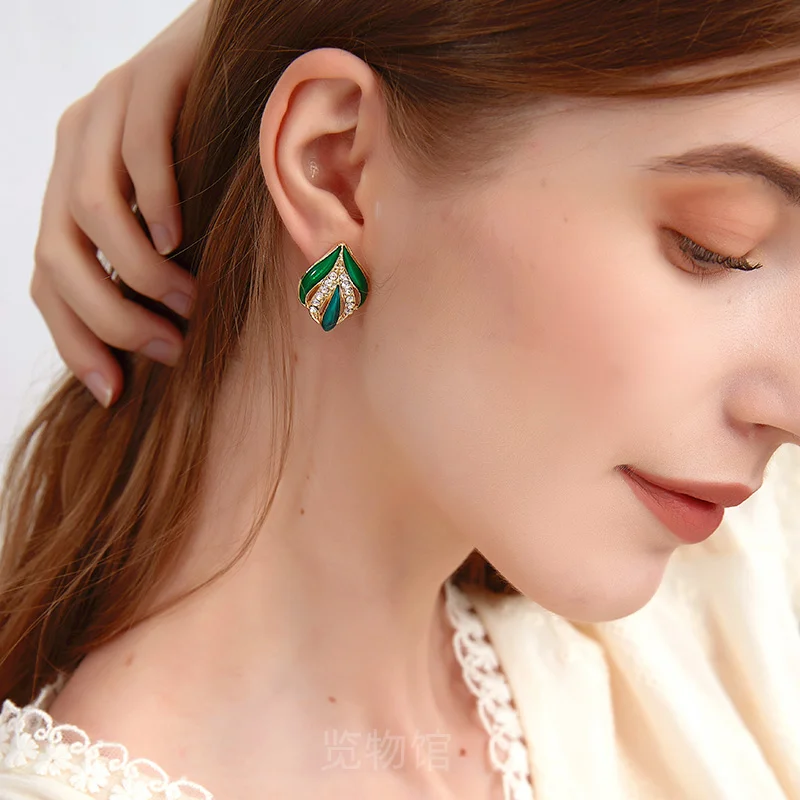 

Geometric Earrings For Women Green Diamond Eardrop 2024 Holiday Style Earring Jewelry Party Wedding Gifts