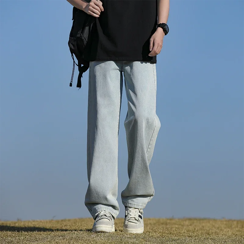 Autumn men's jeans loose and breathable solid color casual straight leg pants, a must-have cool and handsome for high street you - Image 5