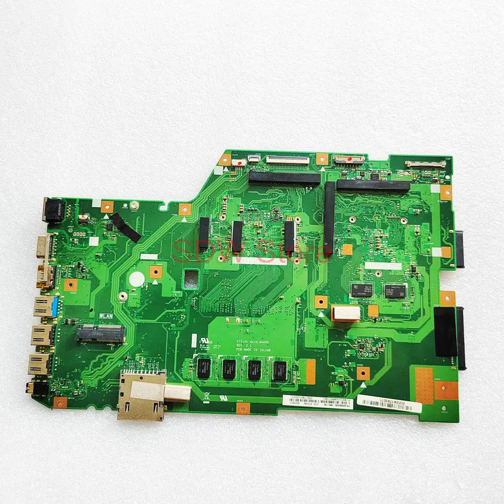 X751NV Notebook Mainboard For ASUS X751NC X751NA X751N X751NV Laptop Motherboard REV 2.1 with N3450 CPU 4GB RAM 100% tested work