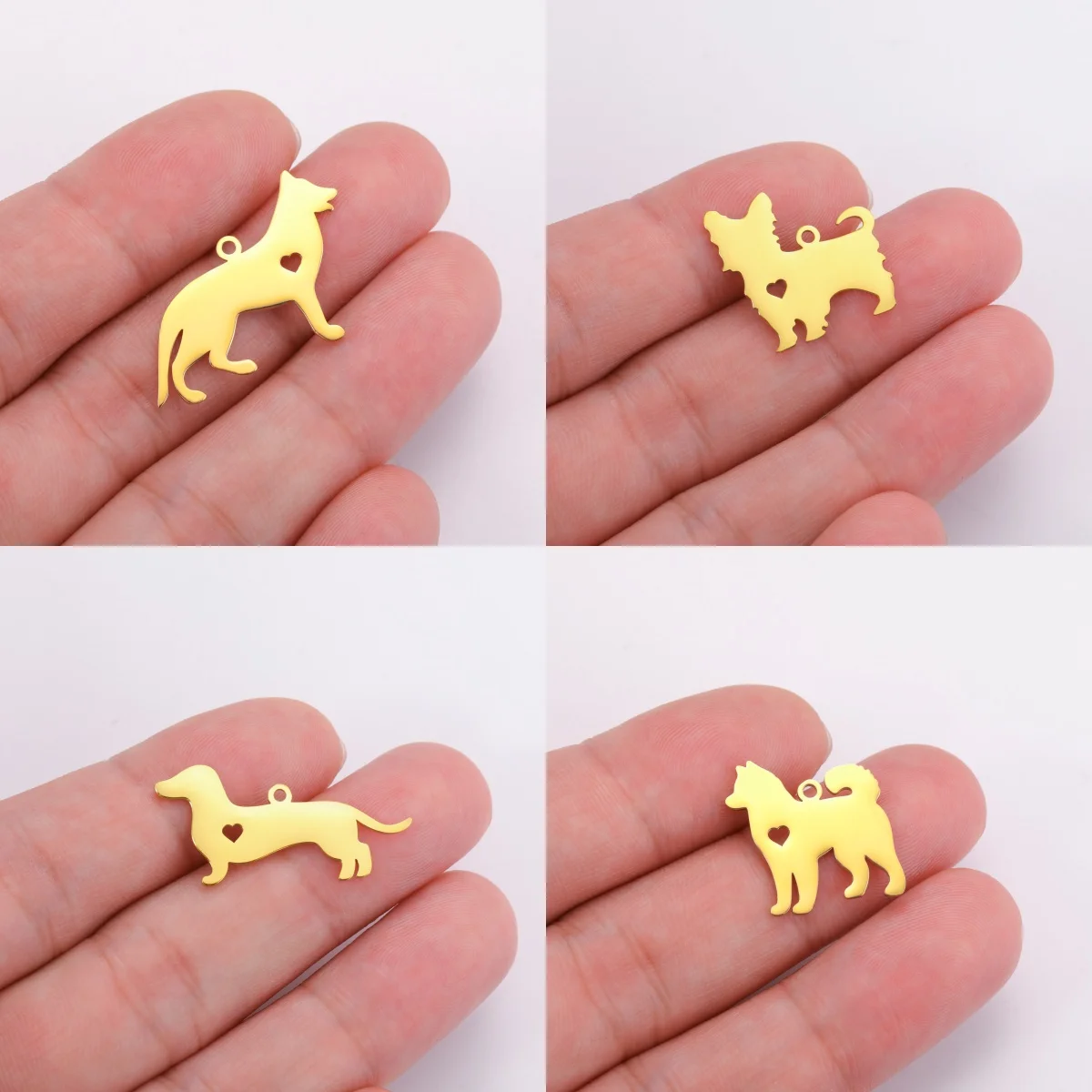 5 pieces/batch Cute Sausage Dog Wolf Pendant Stainless Steel DIY Earrings Bracelet Jewelry Fashion Jewelry Making