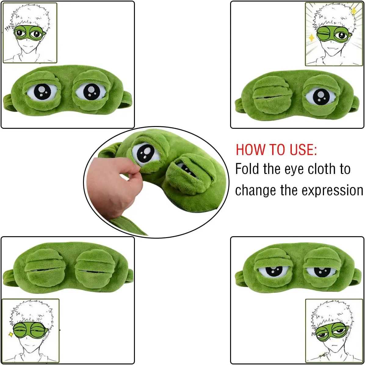 3D Sad Frog Sleep Mask Natural Sleeping Eyeshade Cover Shade Eye Patch Women Men Soft Portable Blindfold Travel Eyepatch EyeMask