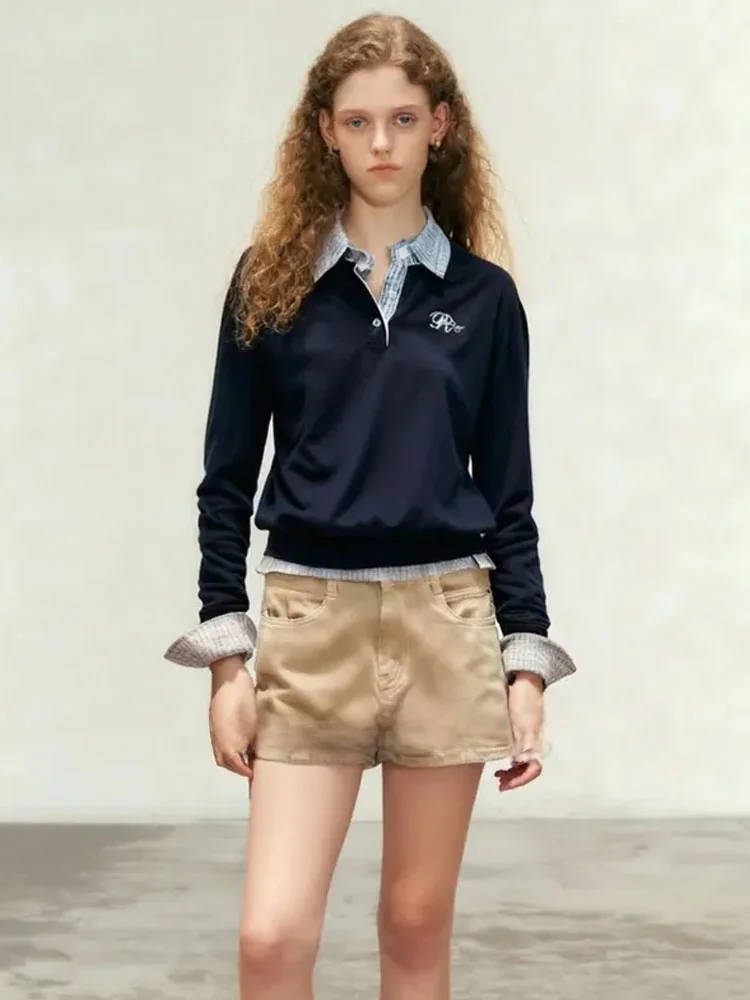 

ZhuoZhi Pre Fall 2025 Ne Knitted Sweater Soft Plaid lectual Sle Hoodie Women's Regular Fit Long Sve Knitwear