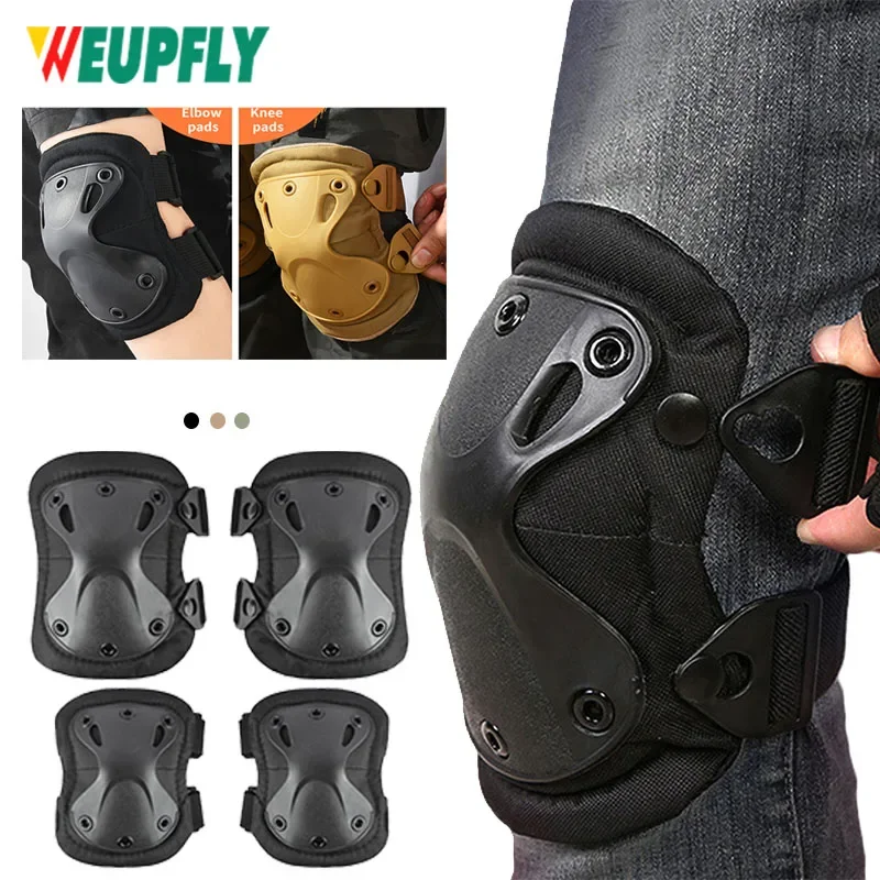 

4Pcs/Set Military Tactical Knee and Elbow Pads ,Professional Skate Protective Pad Combat Airsoft Paintball Outdoor Safety Gear