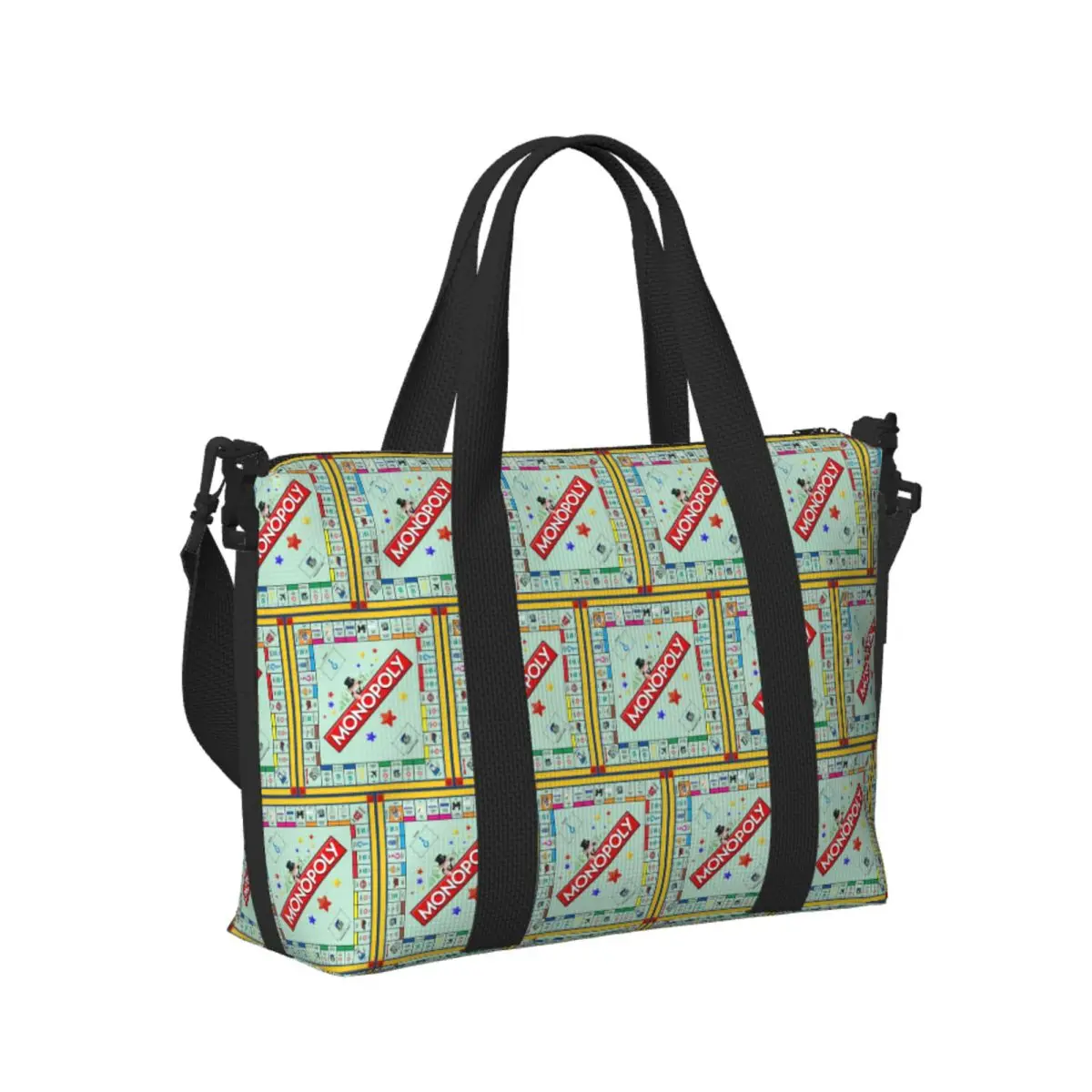 

Custom Monopoly Board Game Classic Beach Travel Bag Large Capacity Tote Bags for Gym Sport Women Shopping Duffle Shoulder Bag