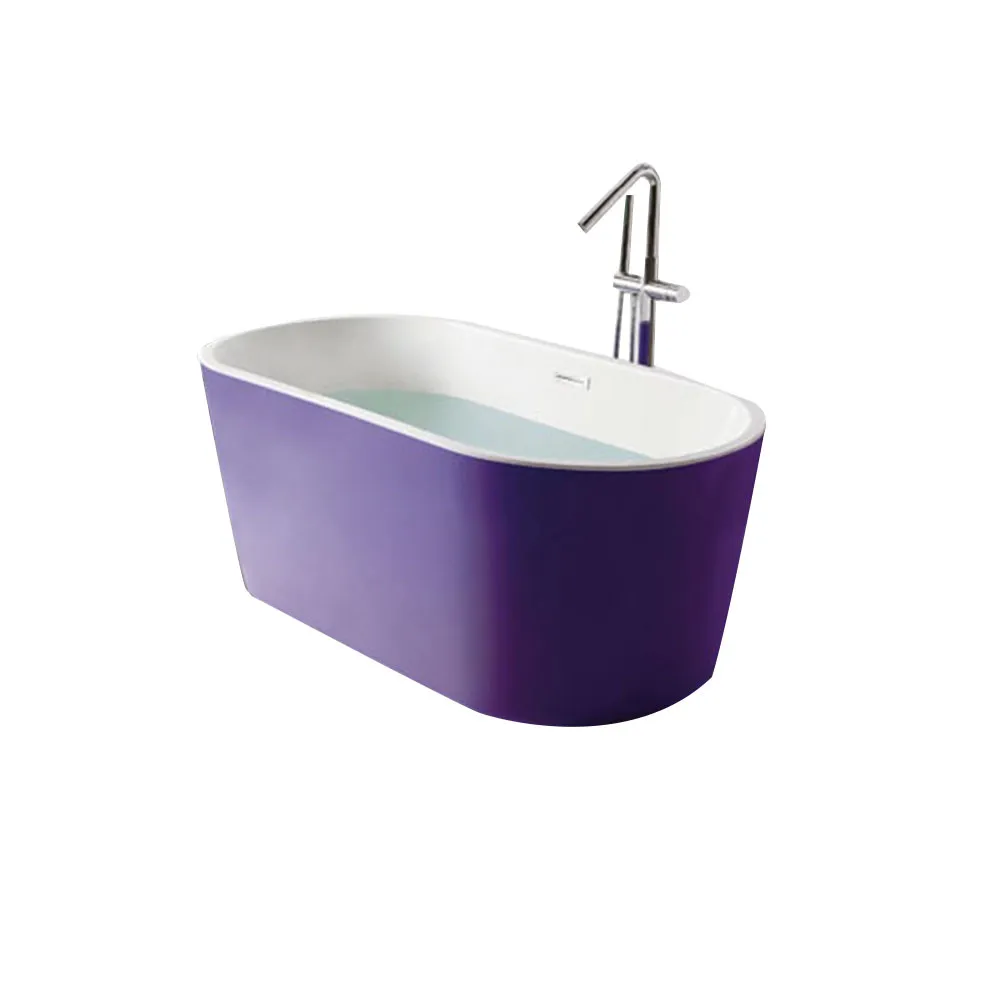 Picture 6: Modern Simple Design White Acrylic Freestanding Bathtub Customized Solid Surface Free Standing Hotel Bathroom Whirlpool Bath