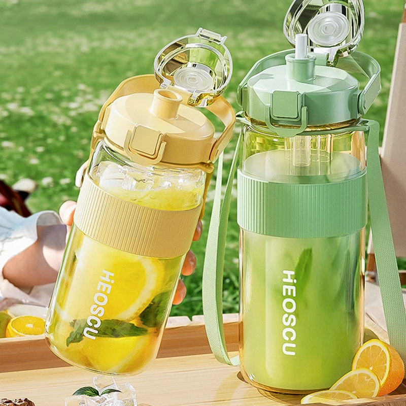 

1.5/1.8L Sports Water Cup for Men And Women High Temperature Resistant Plastic Outdoor Straw Cup Anti-scalding Drop-resistant