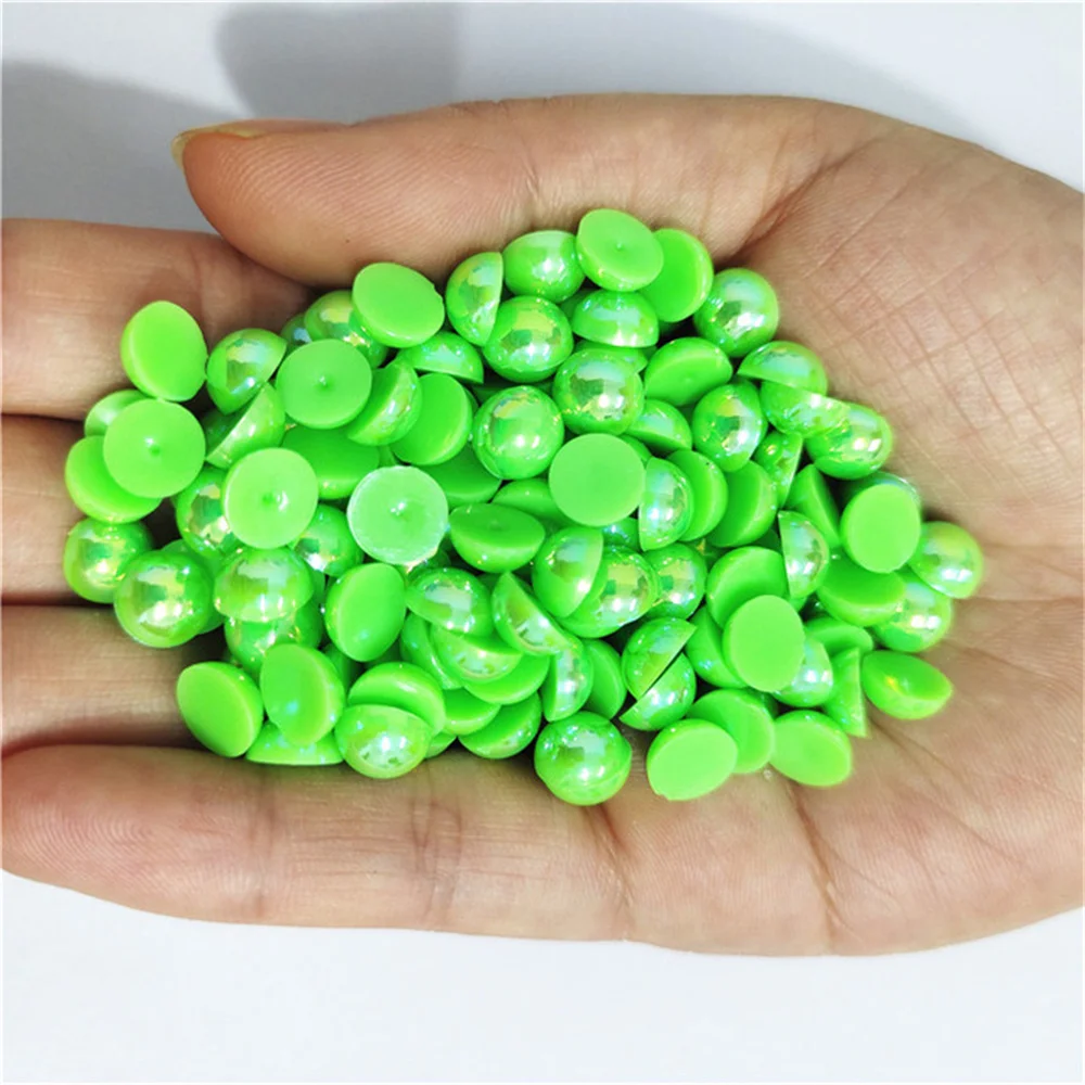 1.5-12mm Multi-size all colours AB Half Round Pearl glue on Rhinestone Crystal Non Hotfix Flatback clothing Nail Art decorations