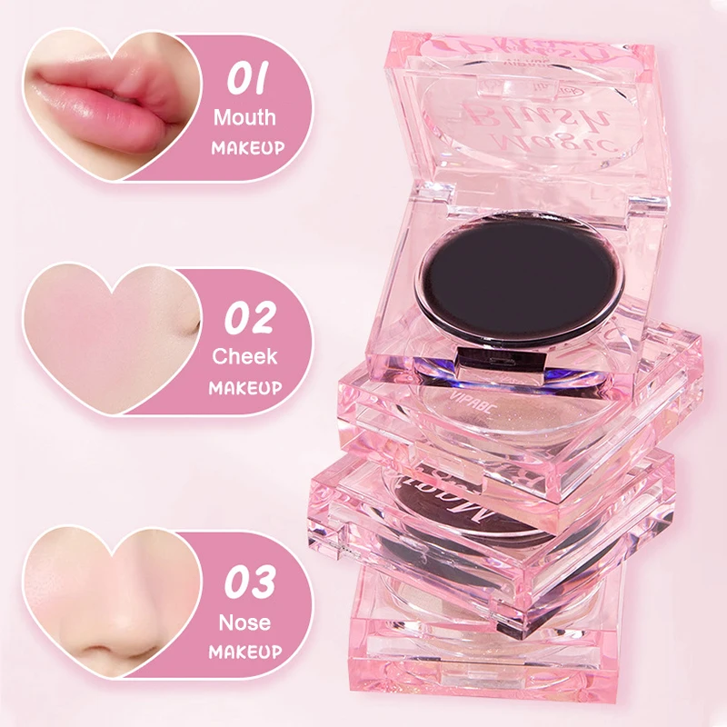 Preto cristal blush multi bálsamo magia mudança de temperatura blush gel creme para lábio maquiagem dos olhos rosa bochecha matiz rouge paleta