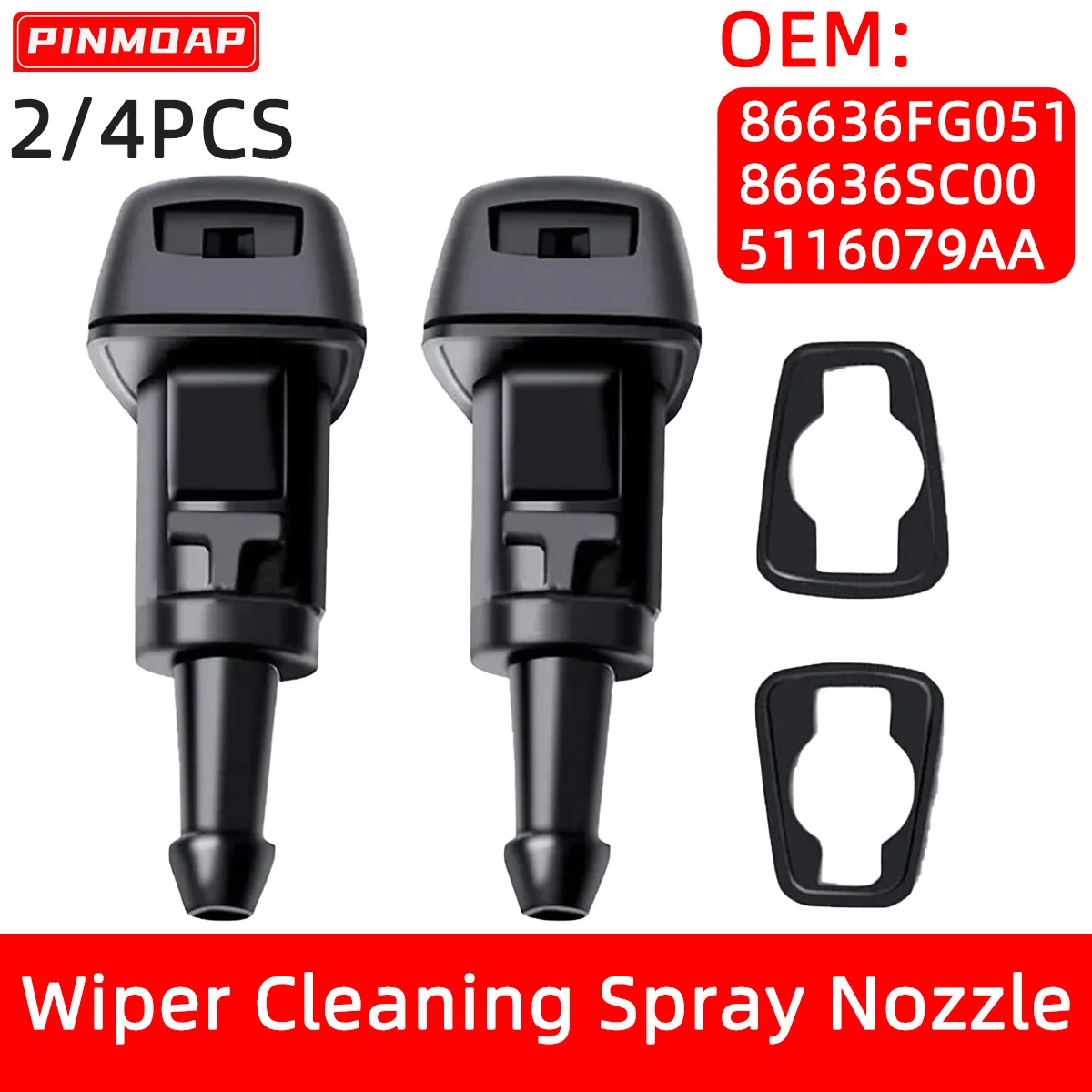 PINMOAP boquilla de limpieza de coche boquilla de pulverización ABS adecuada para Chrysler Dodge Avenger Journey calibre Jeep Compass Grand 86636FG051