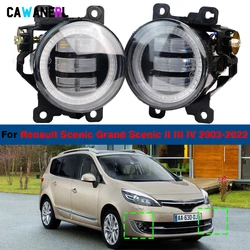 30W Car Right + Left LED Fog Light Angel Eye DRL Daytime Running Lamp 1 Pair For Renault Scenic Grand Scenic II III IV 2003-2022