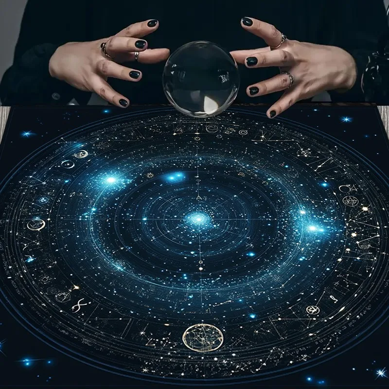 Mystical Star Chart Tarot Tablecloth Witchcraft Altar Cloth Blue Galaxy Astrological Rune Plate Oracle Card Mat Divination Cloth