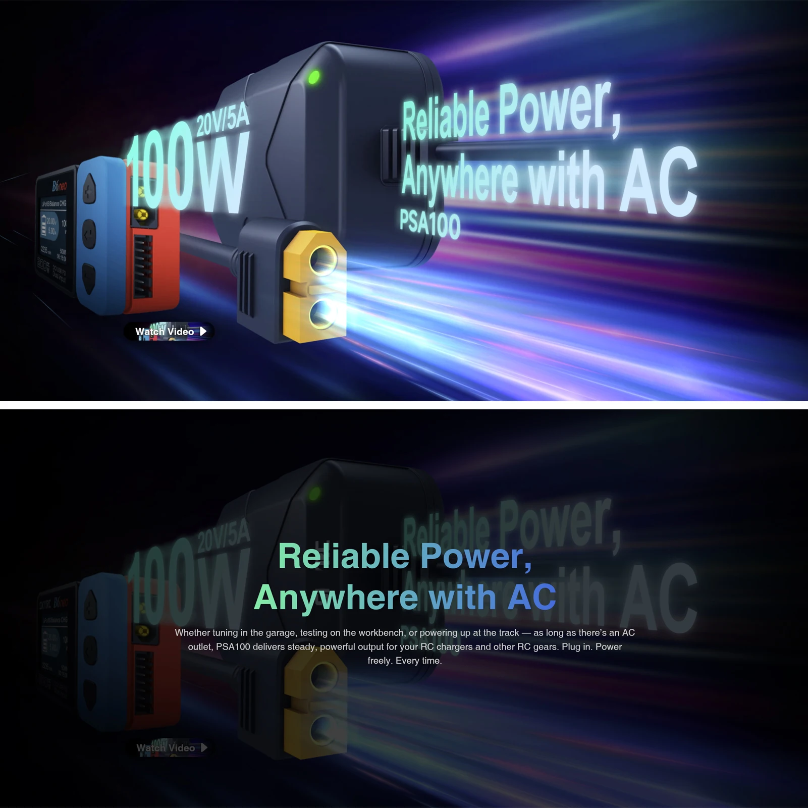 PSA100 Power Adapter RC Charger 20V/5A 100W XT60 Connector Multi-Use Compatibility Voltage Adapter