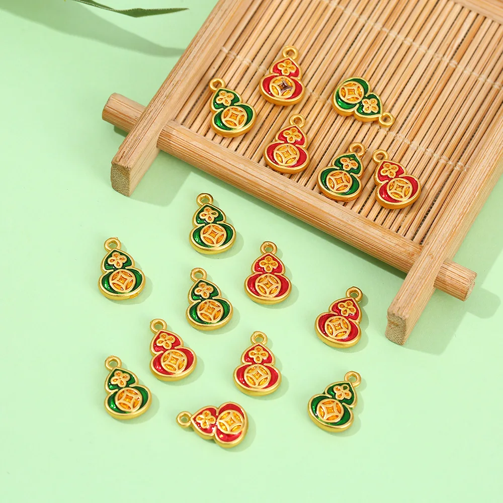 1Pcs Drop of Oil Sand Gold Gourd Alloy Pendant Hanging DIY Jewelry Accessories Bracelet Necklace Jewelry Accessories