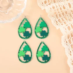 6Pcs St. Patrick's Day Charms Acrylic shamrock For Necklace Keychain Diy Making Accessories