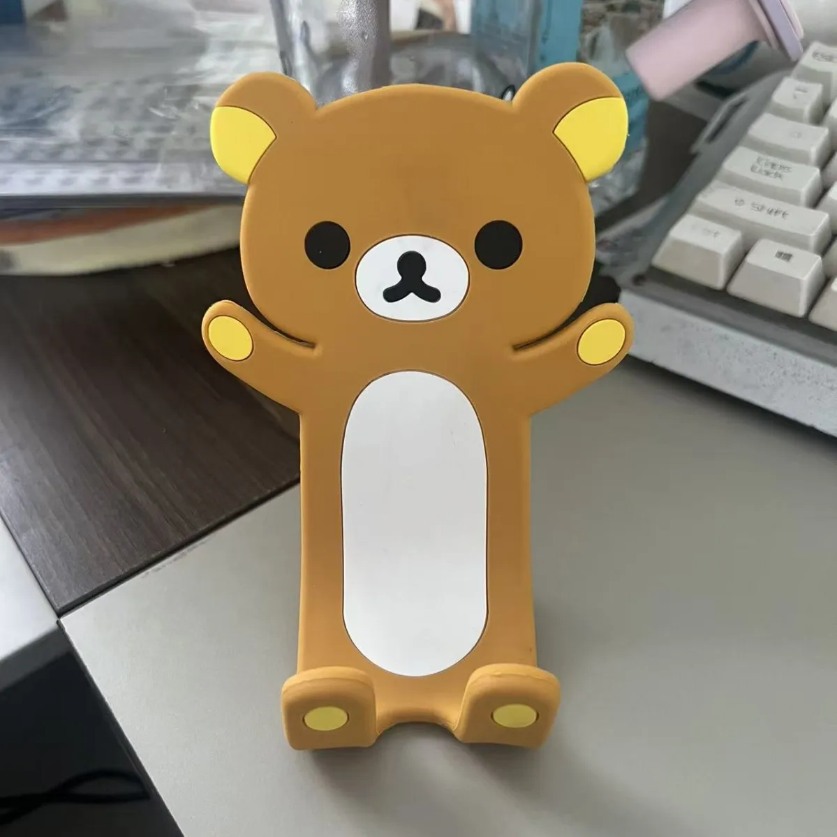Silicone Bending Rilakkuma Desktop Phone Fixed Anti Slip Stand Binge-Watch Video Brushing Mobile Tool Decoration Support Bracket view 2