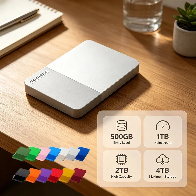 Original T0 gray/orange/purple Portable External Hard Drive High Speed Storage Disk Compatible with Laptop Desktop MacAndroid