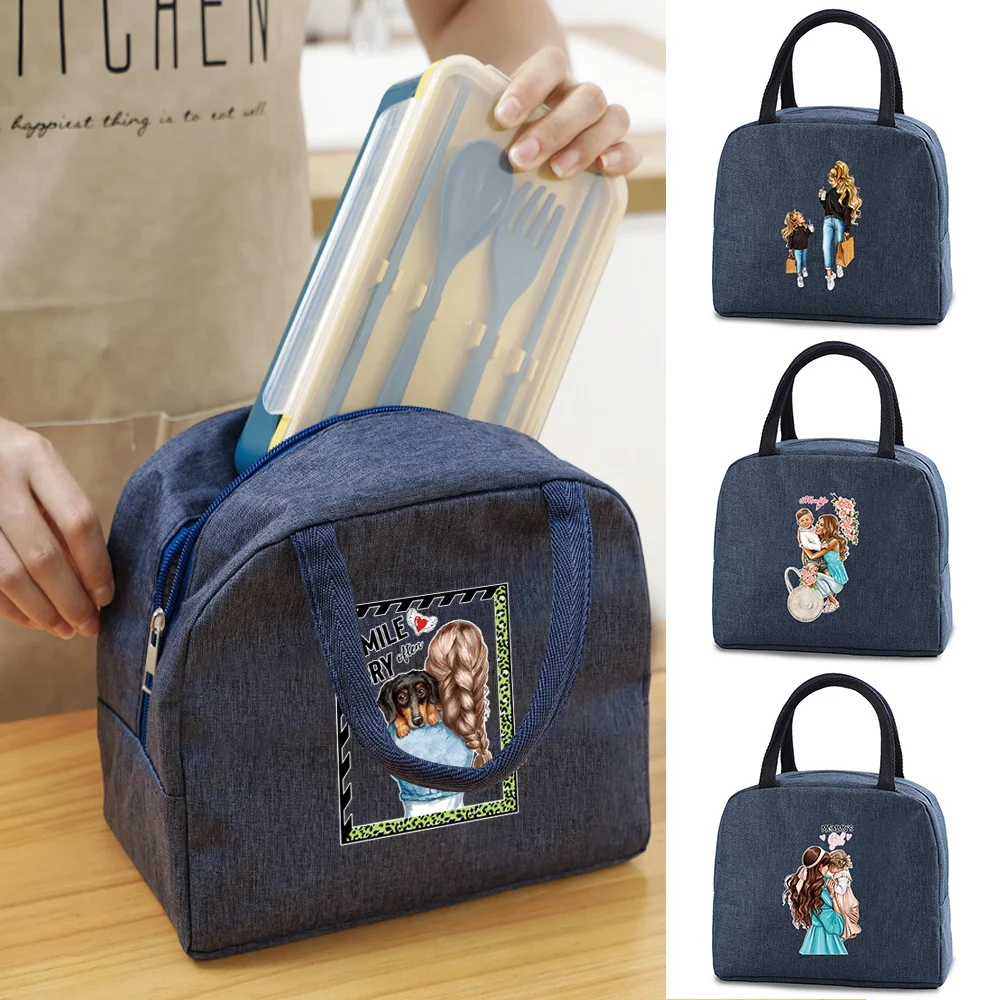 

Lunch Box bag Portable Insulated Cooler Canvas Cool bag Small dinner Handbag Thermal Food Picnic tote for Women men Children