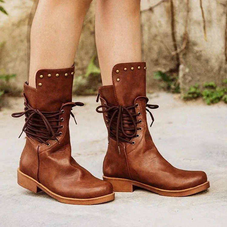 Withered Winter Ankle Boots Women England Fashion Motorcycle Martin Boots Shoes Woman Bandage Cowhide Botas Mujer Shoes Women