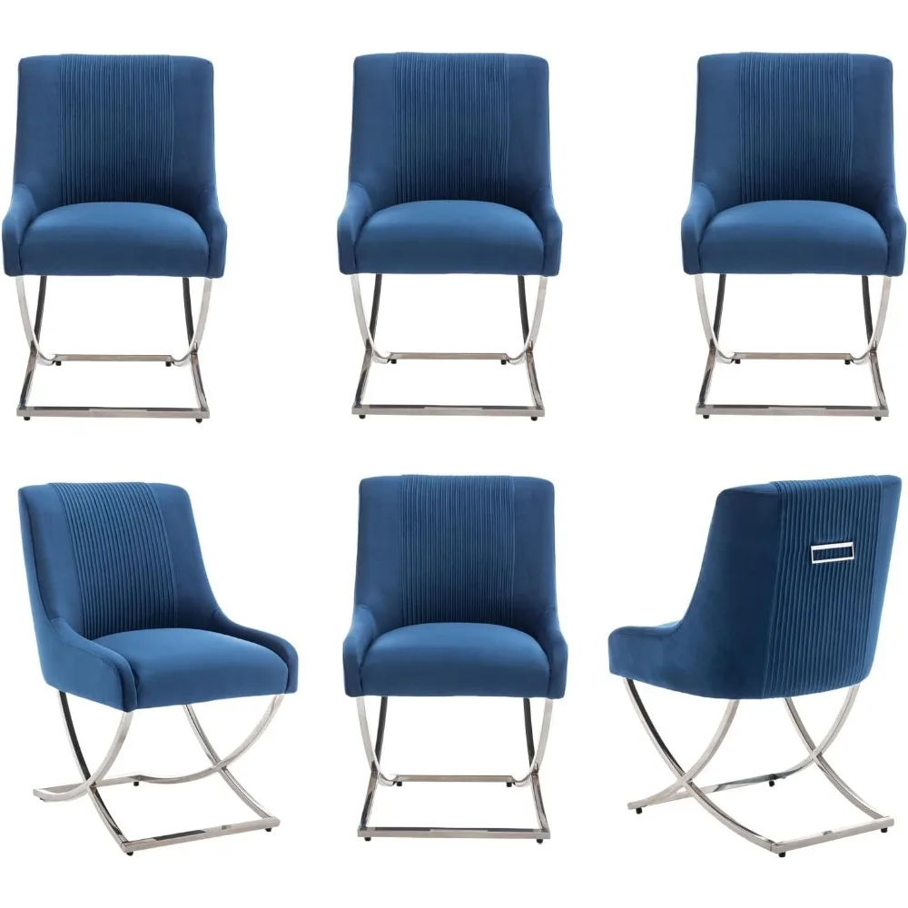 

Kitchen Dining Chairs Set of 6, Accent Modern Upholstered Velevt Chairs for Dining Room,Living Room, Contemporary Tufted Metal