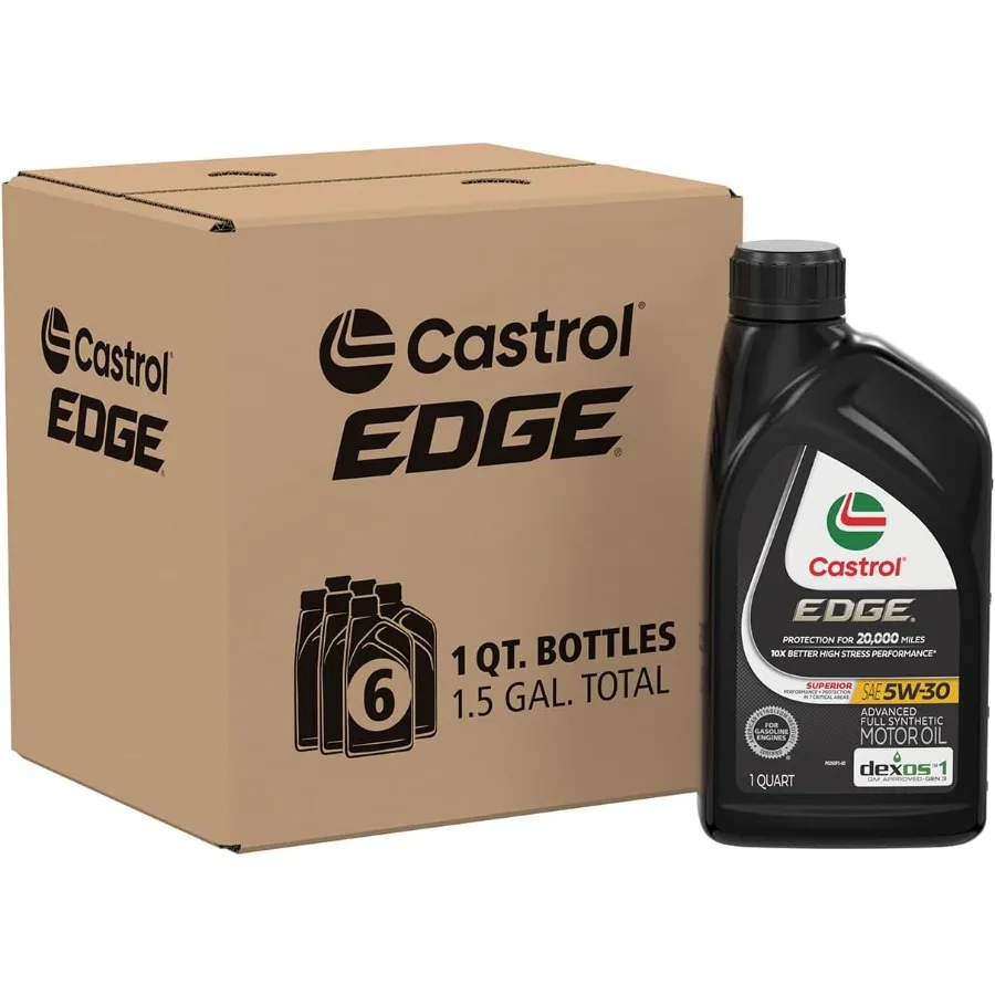 EDGE 5W30 زيت المحرك الاصطناعي الكامل المتقدم 1 كوارت حزمة من 6 حماية محرك عالية الأداء للقيادة اليومية درجة الحرارة المتطرفة