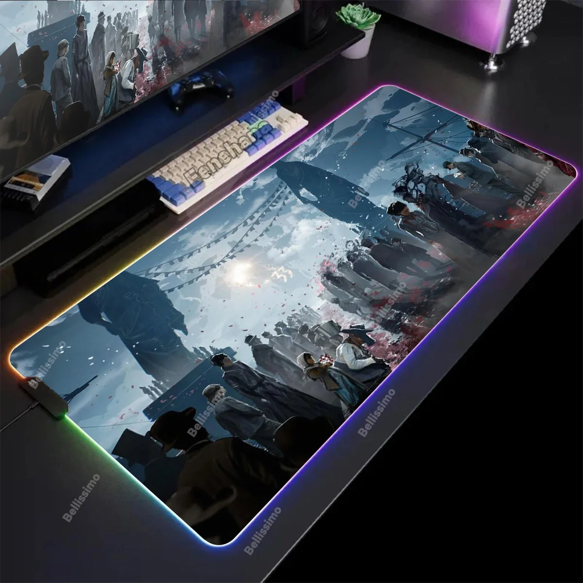 

XXL коврики для стола RGB Clair Obscur Expedition 33 светодиодные настольные коврики RGB коврик для мыши аниме игровой коврик для мыши с подсветкой резиновый настольный компьютер