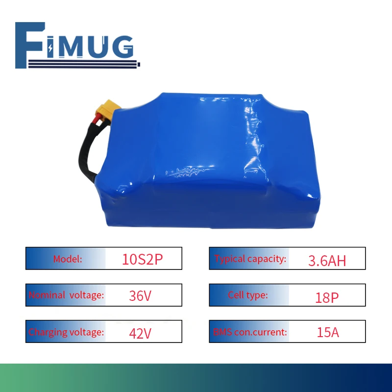 

36V 18650Lithium battery pack 10S2P 3.6Ah-7Ah Self-balancing with 15ABMS for Electric Self-balancing Scooter,HoverBoard Unicycle