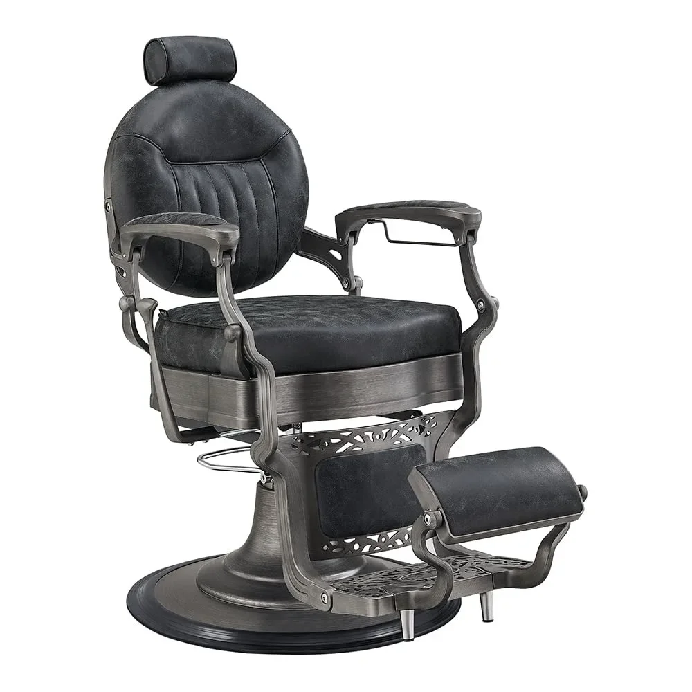 

Heavy Duty Barber Chair Men's Grooming Barbershop Hydraulic Chair in Distressed Finish