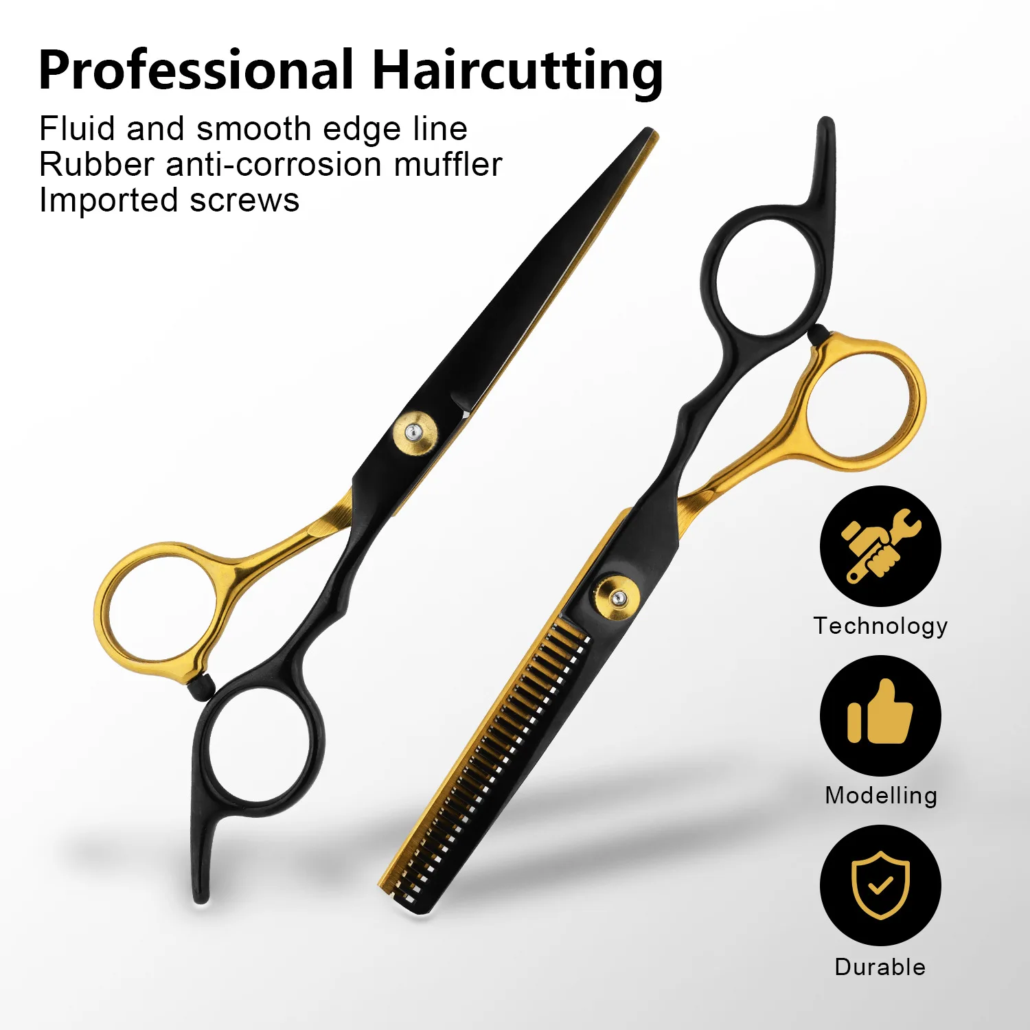 مجموعة مقصات قص الشعر الاحترافية من HIENA 15 °   ماكينة تشذيب الشعر ذات الشفرات الحادة للرجال والنساء، مجموعة أدوات قص الشعر المتينة المصنوعة من سبائك الزنك