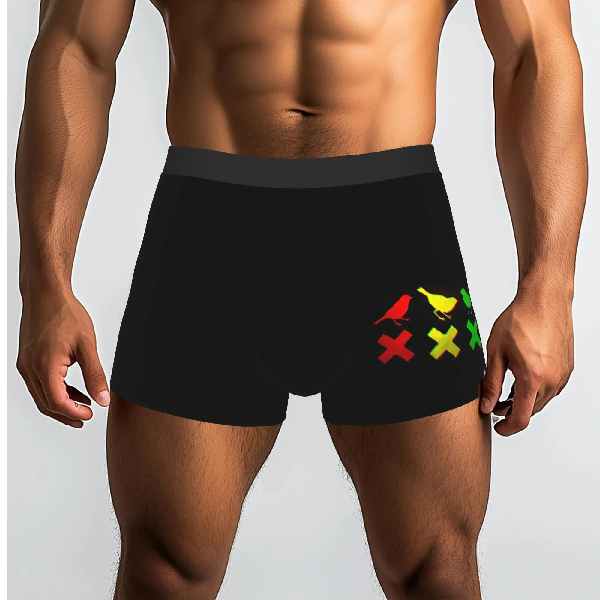 Custom Three Little Birds  Bob Marley 3 Underwear Men Breathable  Boxer Briefs Shorts Panties Soft Underpants For Homme