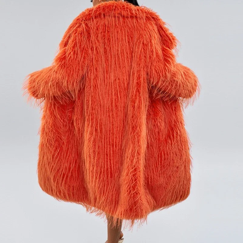 

Женские длинные пальто из искусственного меха, куртки с отложным воротником, толстое теплое пальто Y2k, уличная куртка, рабочая верхняя одежда, осень-зима 2025