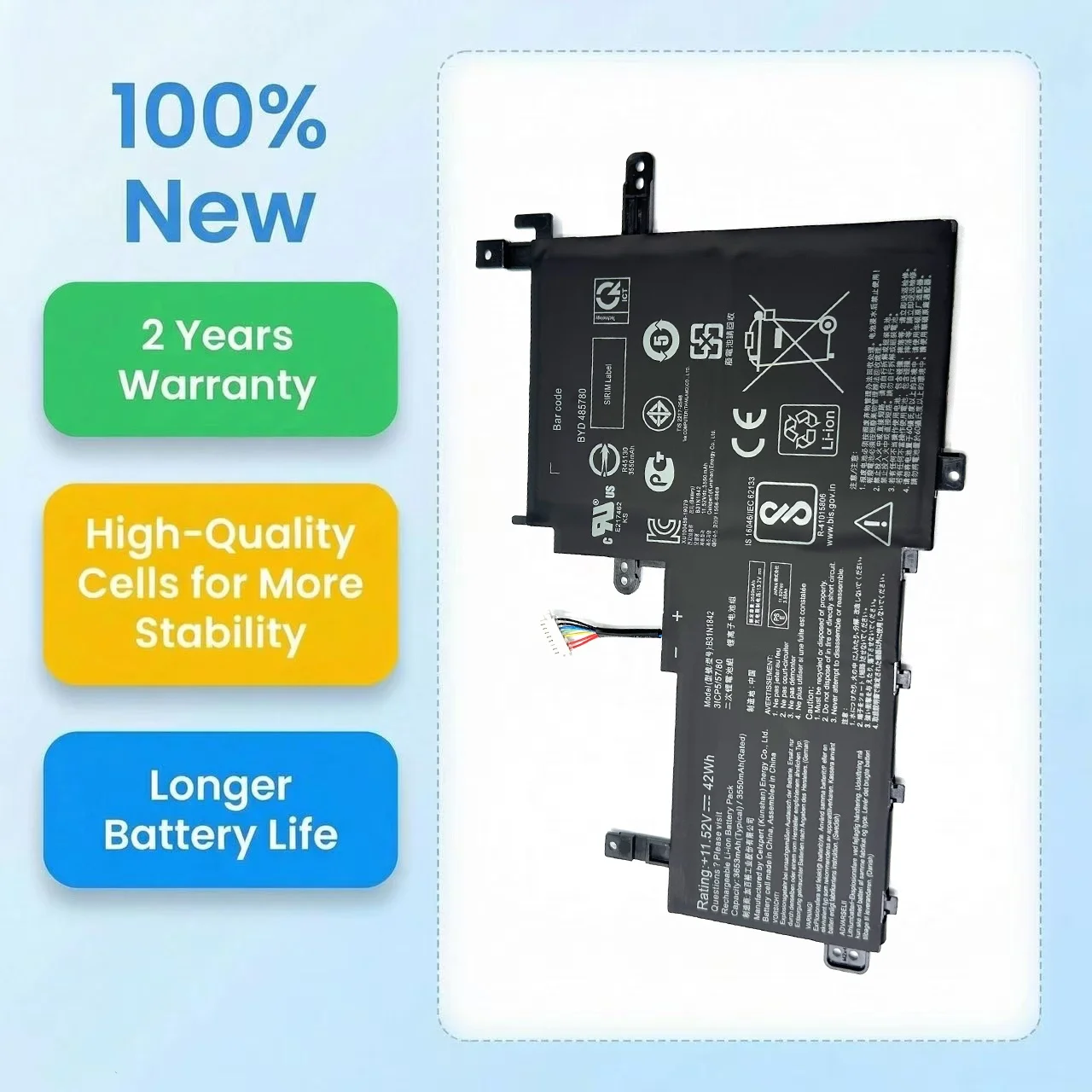 Новый аккумулятор B31N1842 42Wh для ASUS VivoBook 15 F513EA K513E K513EA M513IA S513EA S531FA S531FL S533UA X513E X513EQ X513UA X531FA
